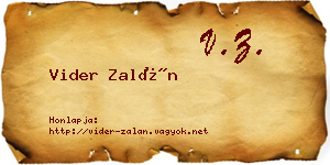 Vider Zalán névjegykártya
